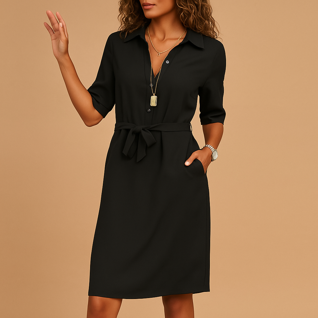 Elegant midi dress for women with a modern cut and flattering fit, perfect for work, leisure, or evening occasions.