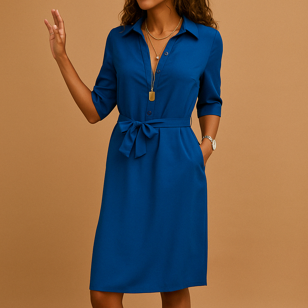 Elegant midi dress for women with a modern cut and flattering fit, perfect for work, leisure, or evening occasions.